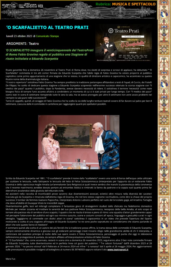 'O SCARFALIETTO AL TEATRO PRATI